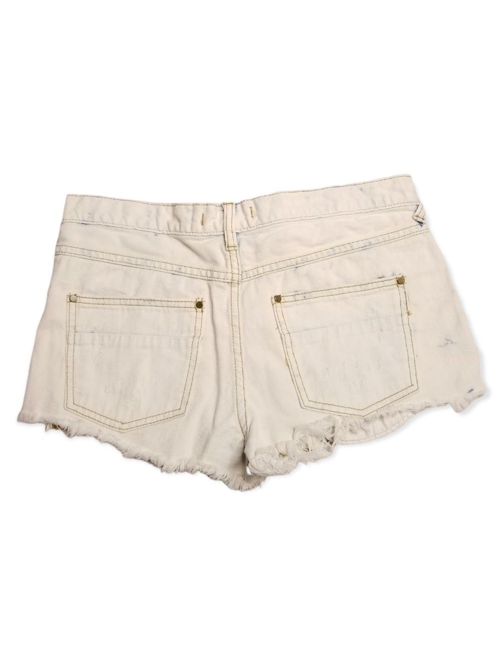 Free People Bleached Denim Distressed Fringe Jean Shorts Size W 27 - Picture 2 of 5
